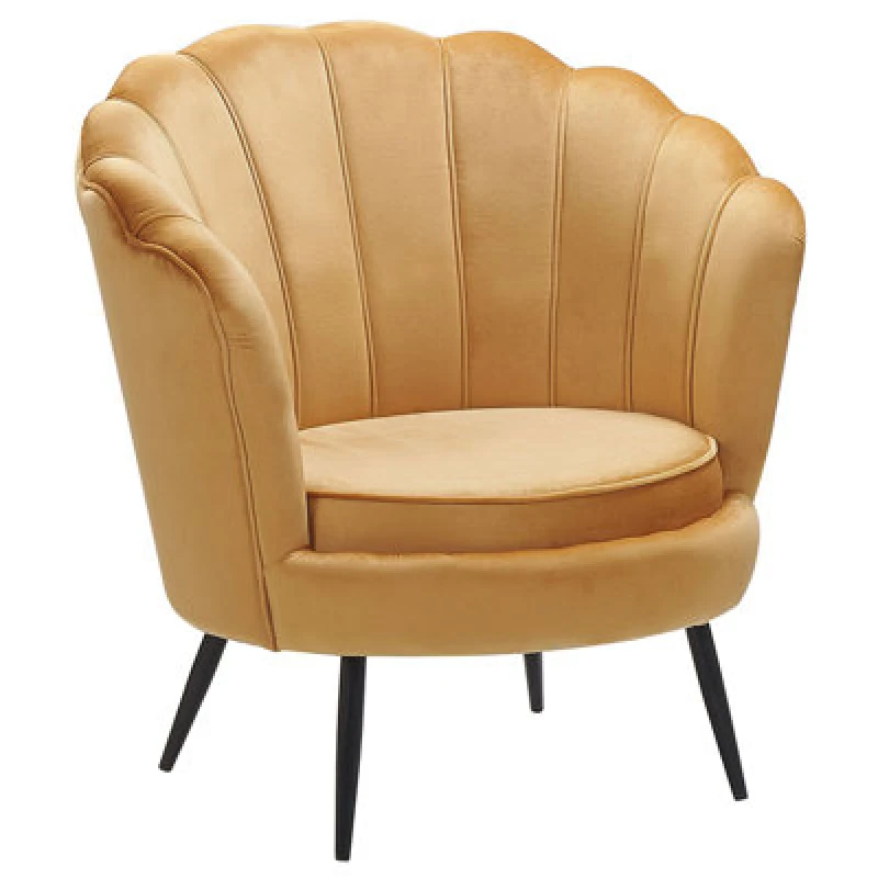 Image of Beliani Velvet Armchair Yellow Lovikka