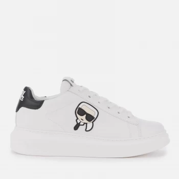 image of KARL LAGERFELD Mens Kapri Karl Ikonic 3D Lace Leather Trainers - White - UK 7