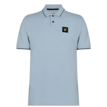 image of Lyle and Scott Patch Logo Polo Shirt - Opal Blue W596