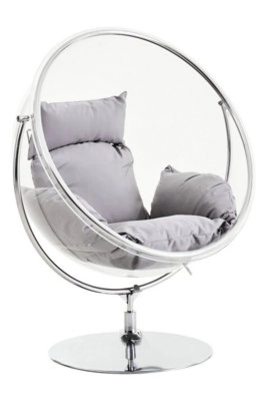 Image of Orsina Durable Hanging Chair With Grey Cushions, Stylish Lounge Chair, Versatile Bedroom Chair, Stable Lawn Chair