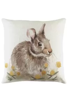 image of Woodland Hare Watercolour Hand-Painted Cushion