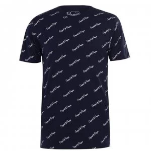 Image of Original Penguin Script T Shirt - 413 Dk Sapphire