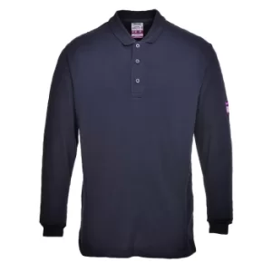 Modaflame Mens Flame Resistant Antistatic Long Sleeve Polo Shirt Navy S