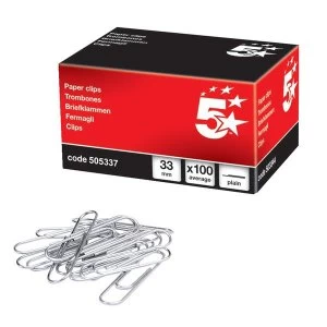 image of 5 Star Polished Steel Paper Clips Bundle Starter Desk Set Pack (100 Paper Clips)