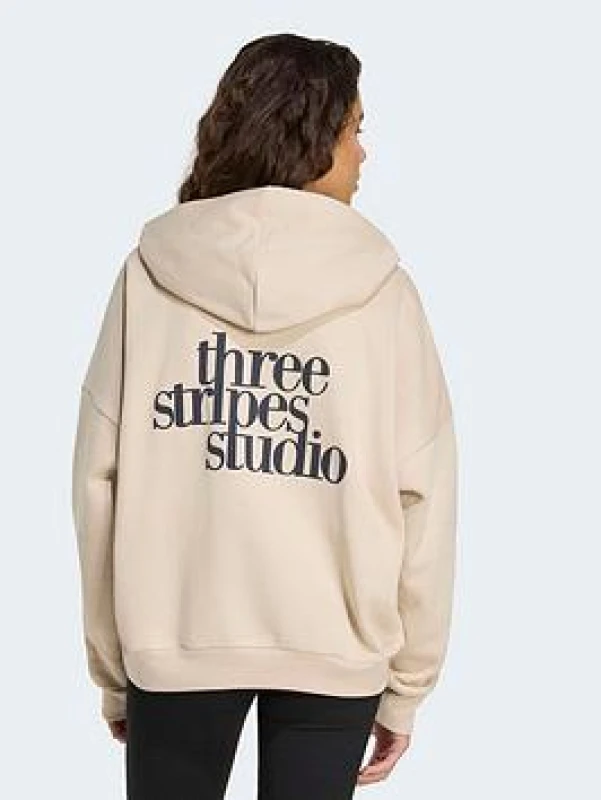 Image of Adidas 3 Stripes Studio Hoody Women Beige S