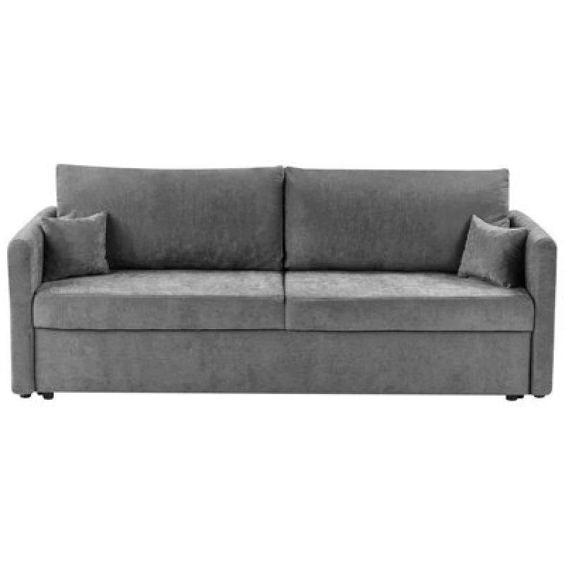 Image of Beliani Sofa Bed 3 Seater Bleik Chenille Light Grey With Storage