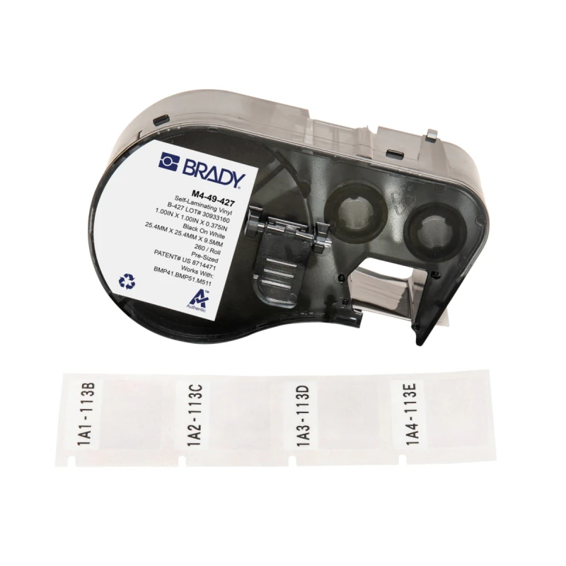Image of Brady M4-49-427 printer label Black. White Self-adhesive printer label