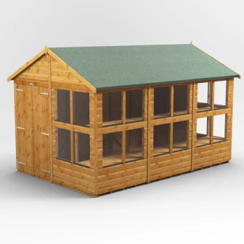 Image of 12x8 Power Apex Potting Shed Double Doors - Brown