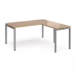 Image of Adapt desk 1600mm x 800mm with 800mm return desk - silver frame and