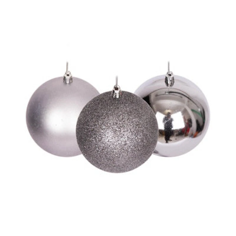 Image of Shatchi 50mm/18Pcs Christmas Baubles Shatterproof Mid Grey, Christmas Tree Decorations