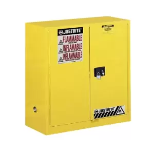 Image of Sure-Grip EX Flammable Safety Cabinet, Dims. 44"H, Cap. 30 gal., 1 shelf, 2 m/c doors, Yellow.