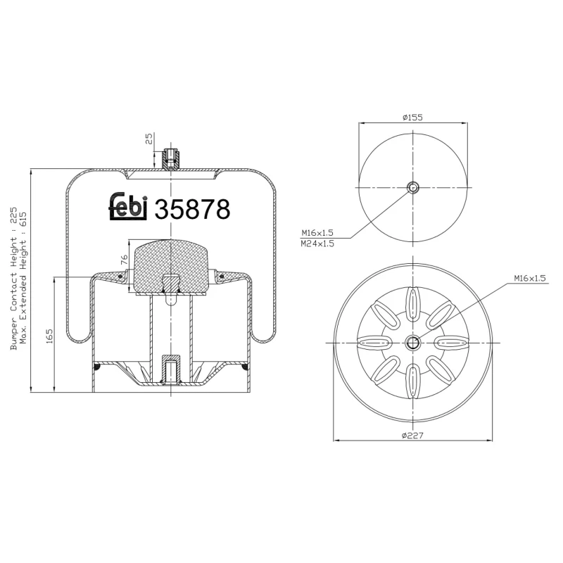Image of FEBI BILSTEIN 35878 Boot, air suspension Rear Axle Right Boot,air suspension (324)