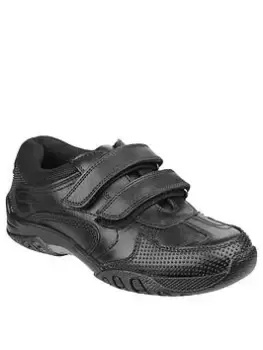 Image of Hush Puppies Jezza Strap Back To School Shoe - Black, Size 5 Older