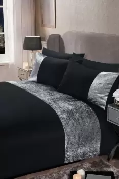 Image of Crushed Velvet Panel Duvet Cover with Pillow Case Set