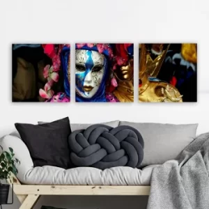 Image of PMASK01 Multicolor Decorative Canvas Painting (3 Pieces)