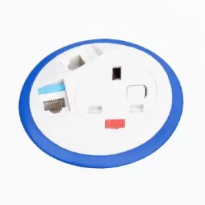 Image of Pixel in-surface power module with 1 x UK socket and 2 x RJ45 sockets - yellow