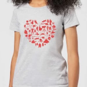 Image of Star Wars Valentine's Heart Montage Womens T-Shirt - Grey - 3XL