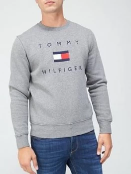 Image of Tommy Hilfiger Tommy Flag Hilfiger Sweatshirt - Grey