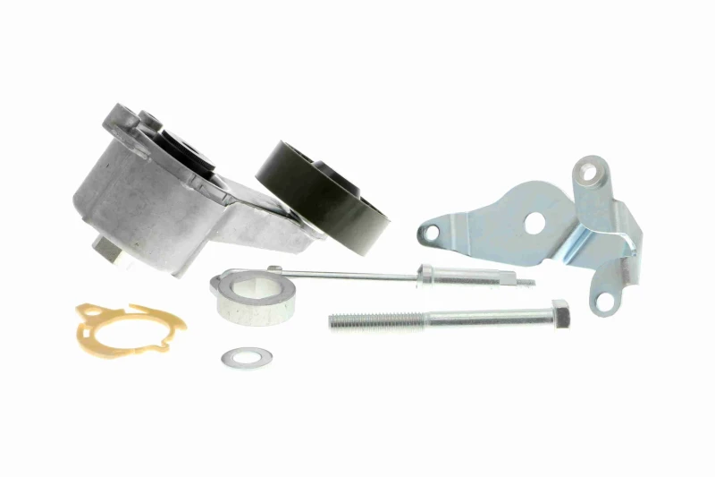 Image of VAICO V30-0112 Tensioner with holder, Lower Front Axle, Original VAICO Quality Belt Tensioner,v-ribbed belt (541)