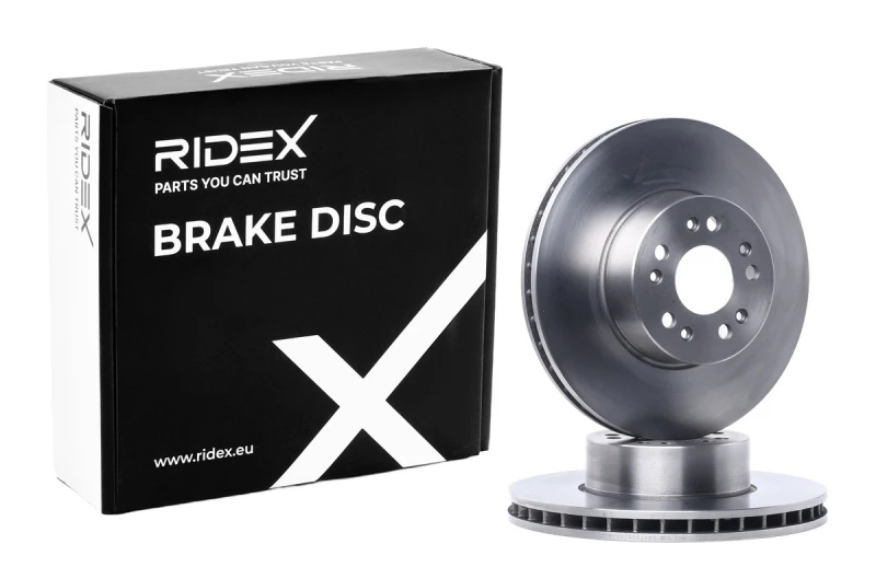 Image of RIDEX 82B0626 Brake disc Front Axle, Vented, Cast Iron, Uncoated, Untreated, without bolts/screws Cast Iron Brake Disc (82)