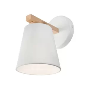 Image of Ellie Dome Wall Light, Fabric Shade, White, 1x E27