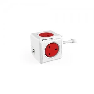 image of Allocacoc 7400/UKEUPC power extension 1.5 m 4 AC outlet(s) Indoor Red White