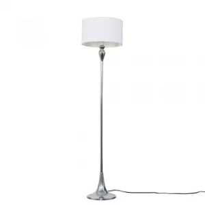 image of Faulkner Chrome Floor Lamp with Large White Reni Shade