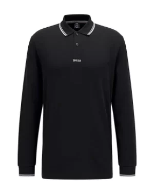 image of Hugo Boss Long Sleeve Small Logo Polo Shirt Black Size L Men