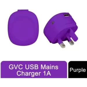 image of 1A usb 3Pin Mains Charger - Purple - GVC