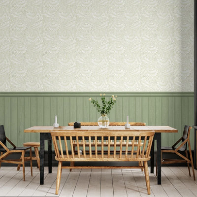 Image of Hoopla Walls Tongue And Groove Fern- Sage (10M Wallpaper)
