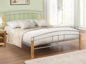 Image of Birlea Tetras 4ft6 Double Silver and Beech Metal Bed Frame