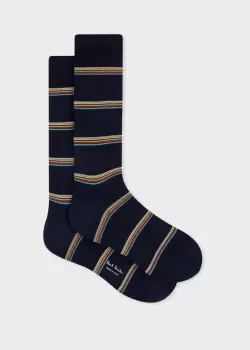 Image of Paul Smith Navy Block 'Signature Stripe' Socks