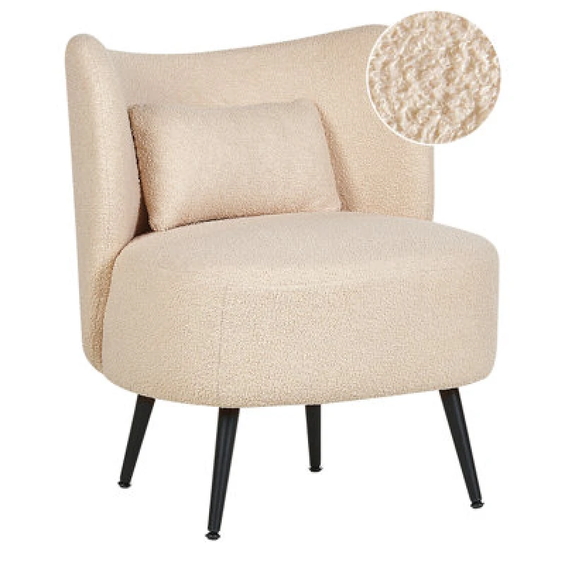 Image of Beliani Retro Armchair Otsby Boucle Beige
