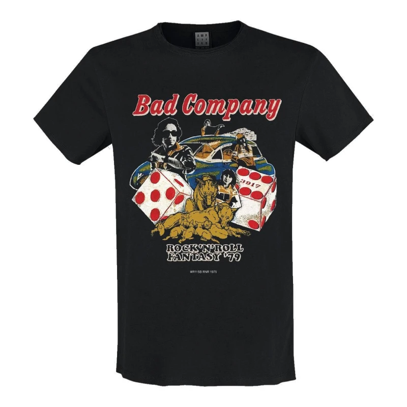 Image of Amplified Amplified Men Rock N Roll Fantasy Bad Company T-Shirt in Black Size: X-Small Black XS Male 5063852067855