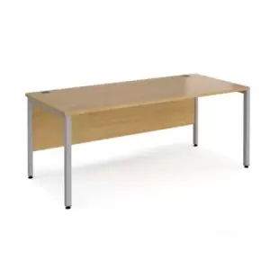 image of Office Desk 1800mm Rectangular Desk With Bench Leg Oak Tops With Silver Frames Maestro 25