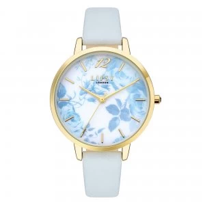 image of Lipsy Pale Blue Strap Watch with Blue Floral Dial