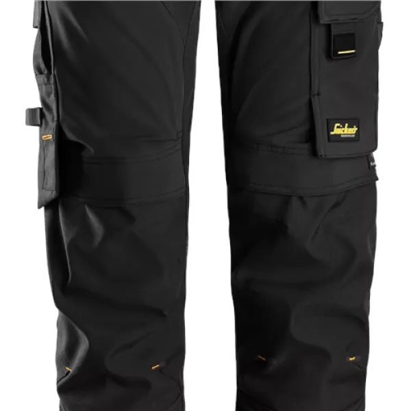 image of Snickers AllroundWork 4-way Stretch Trousers Holster Pockets - Black - 100