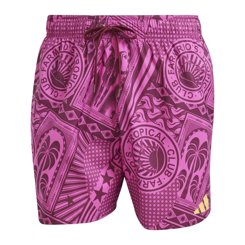 Image of adidas adidas x FARM 3-Stripes Swim Shorts 5-Inch Mens Fuchia/Red male S