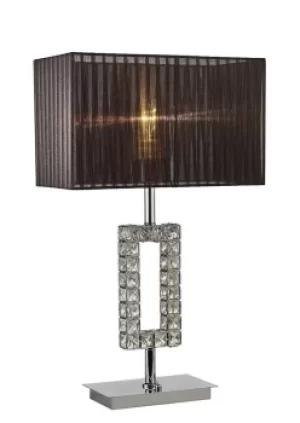 image of Florence Rectangle Table Lamp with Black Shade 1 Light Polished Chrome, Crystal