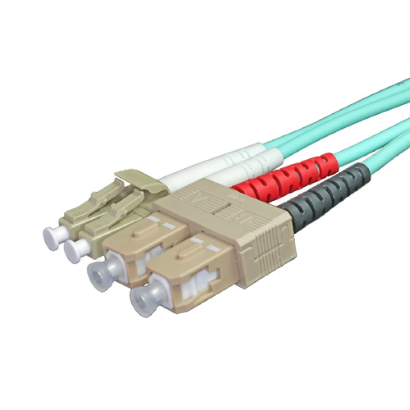 Image of Cablenet 1m OM3 50/125 LC-SC Duplex Aqua LSOH Fibre Patch Lead