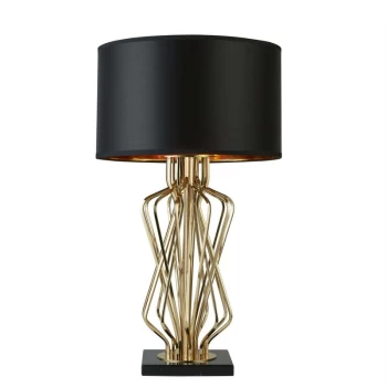 Image of Searchlight Ethan - 1 Light Table Lamp Gold, Black Shade, E27