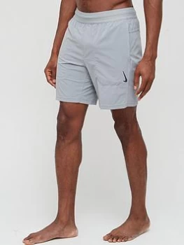Image of Nike Train Dry Fit Flex Yoga Shorts - Grey/Black, Grey/Black, Size L, Men