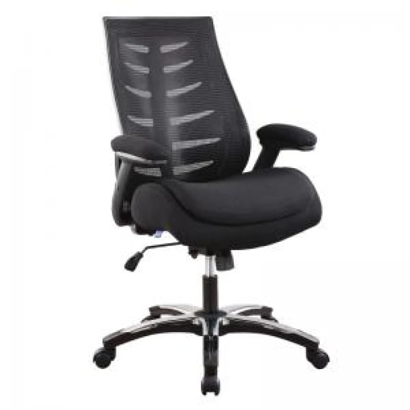 Image of Medium Back Mesh Chair with DOUBLE Padded Seat, Adjustable Padded Arms NTDSBCML500BK