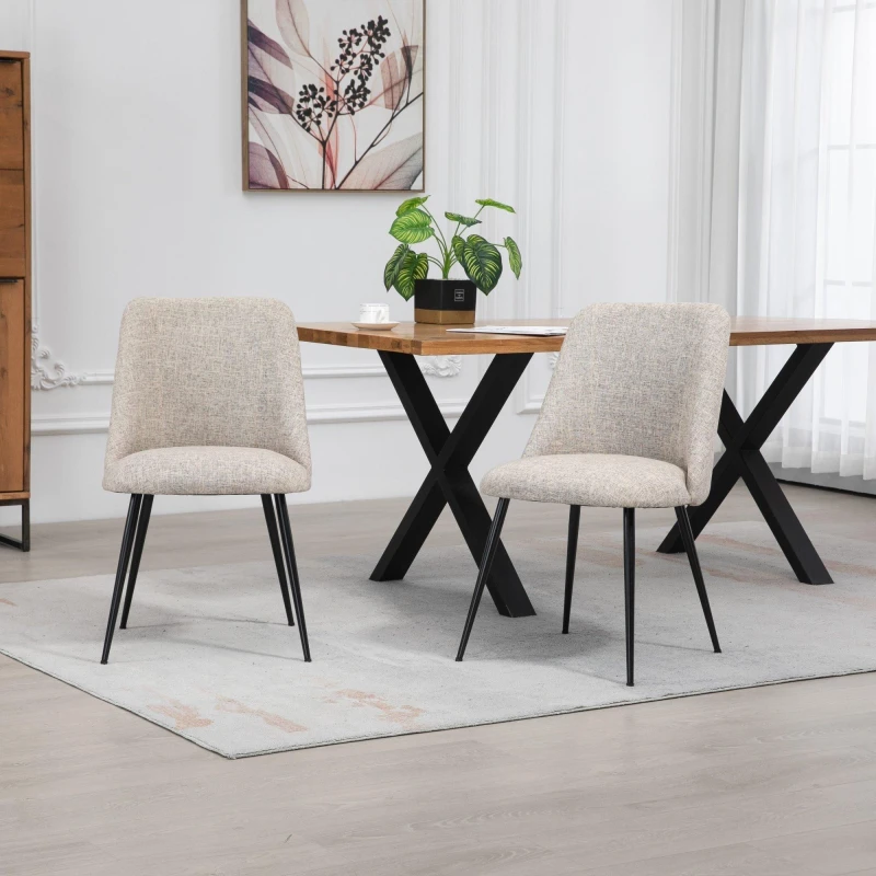 Image of Artemis Home Set of 2 Morandi Fabric Dining Chairs - Set of 2 in Brown Brown Unisex