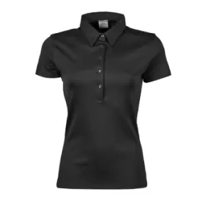 Image of Tee Jays Womens/Ladies Pima Short Sleeve Cotton Polo Shirt (2XL) (Black)