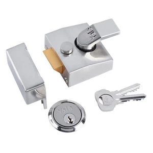 Image of Yale Satin Chrome effect Deadlock Night latch (H)70mm (W)80mm