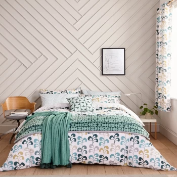 Image of Helena Springfield Green Polyester and Cotton 'Liv' Duvet Cover Set - double