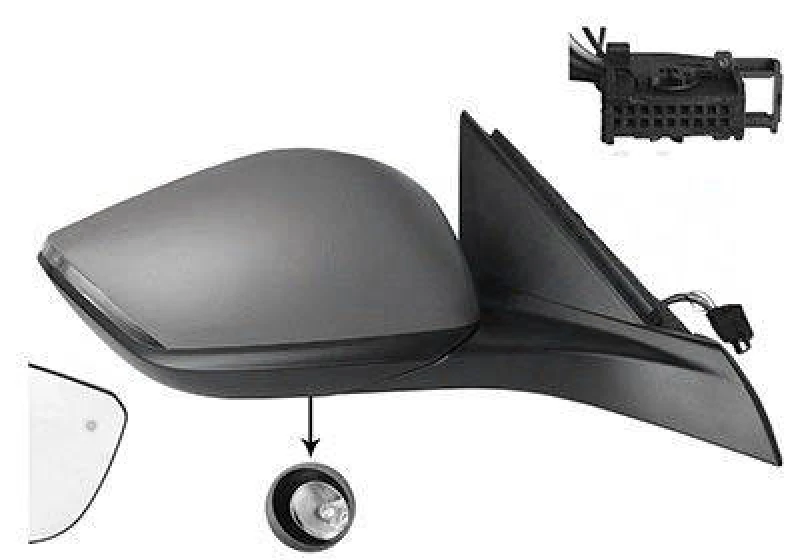 Image of VAN WEZEL 4093828 Wing mirror * HAGUS * Right, with temperature sensor, primed Outside Mirror (50)