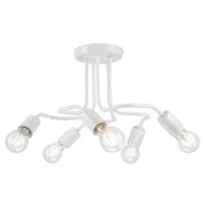 Image of Charlie Multi Arm Semi Flush Ceiling Light White, 5x E27