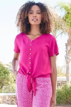 Image of Tilly Short Sleeve Tie-Front Top